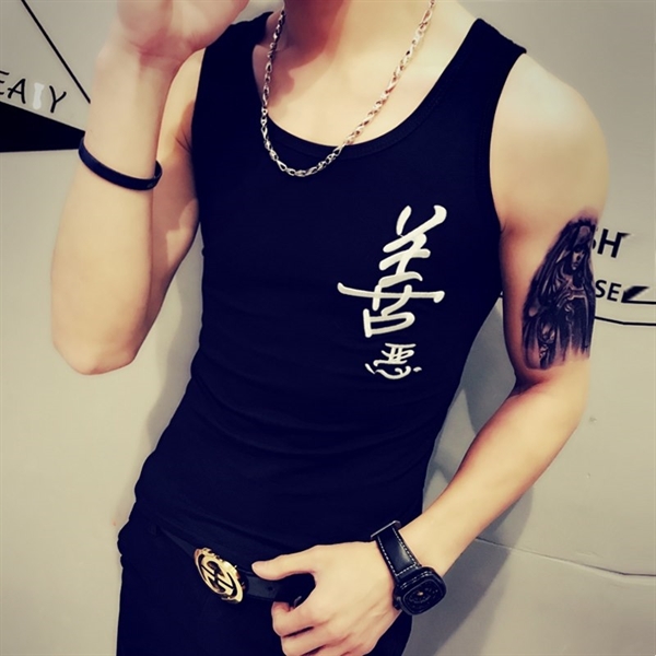 Áo ba lỗ in chữ Tàu